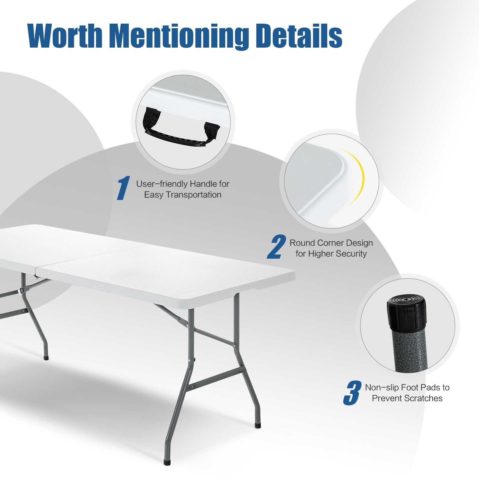 6' Folding Portable Plastic Outdoor Camp Table, White Camping Furniture at Gallery Canada