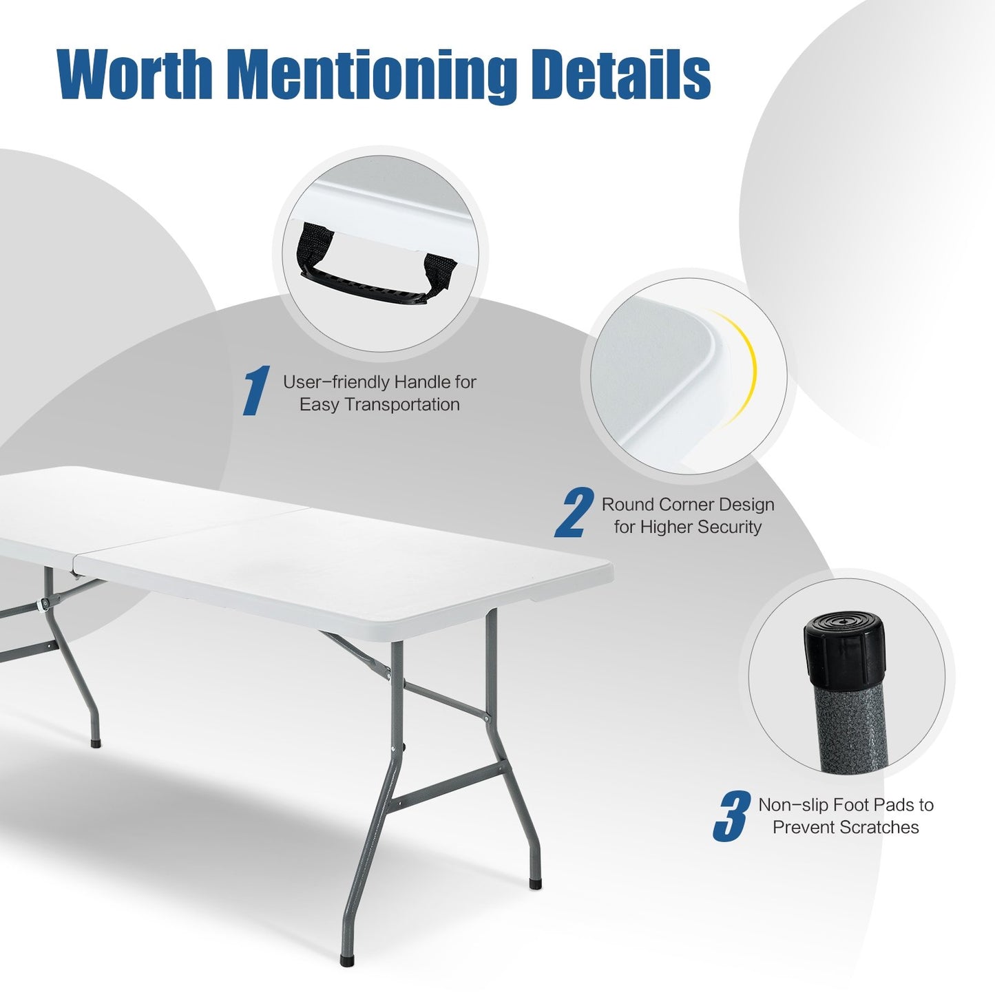 6' Folding Portable Plastic Outdoor Camp Table, White Camping Furniture   at Gallery Canada