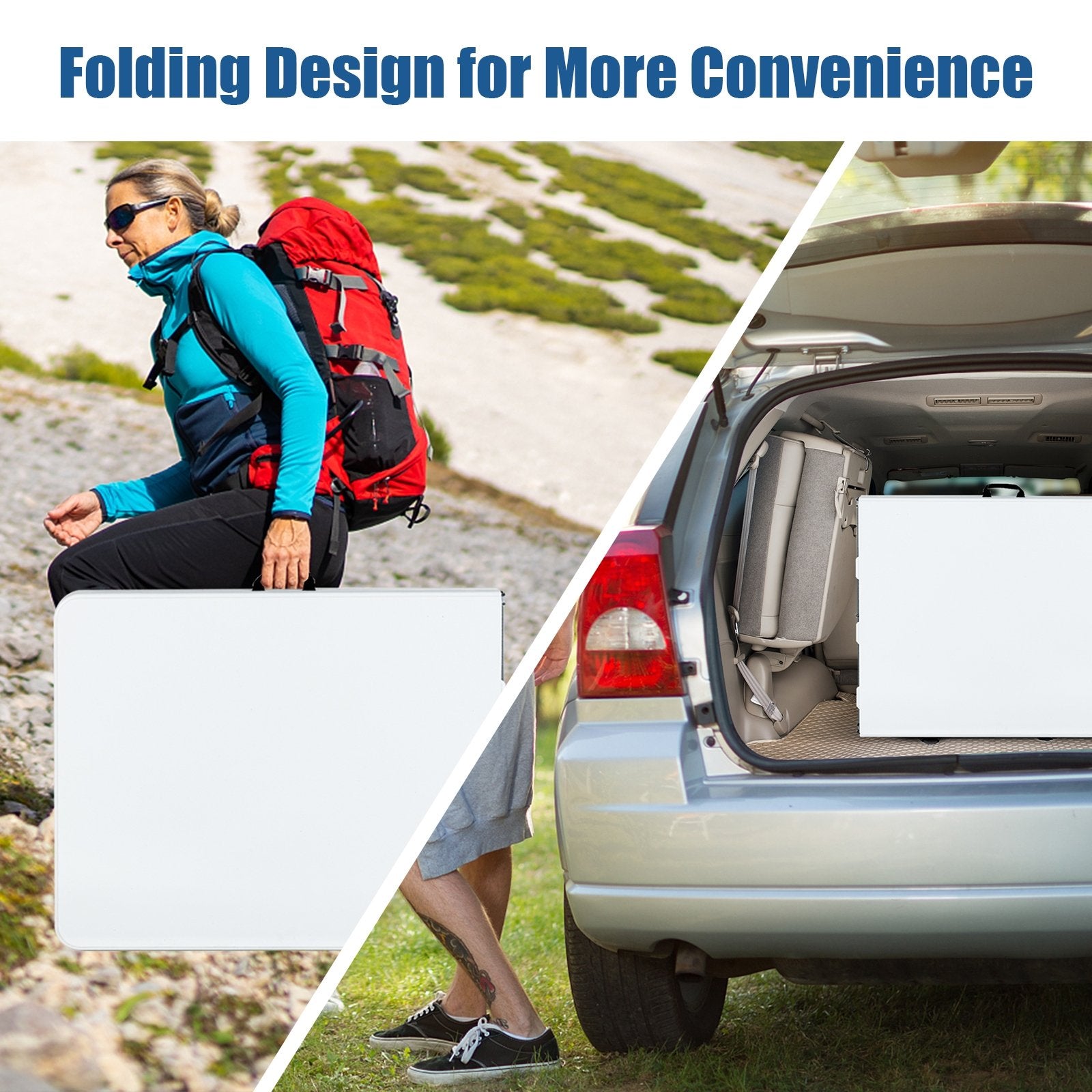 6' Folding Portable Plastic Outdoor Camp Table, White Camping Furniture at Gallery Canada