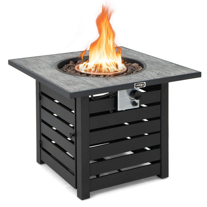 Square Propane Fire Pit Table with Lava Rocks and Rain Cover, Black Fire Pit Tables   at Gallery Canada