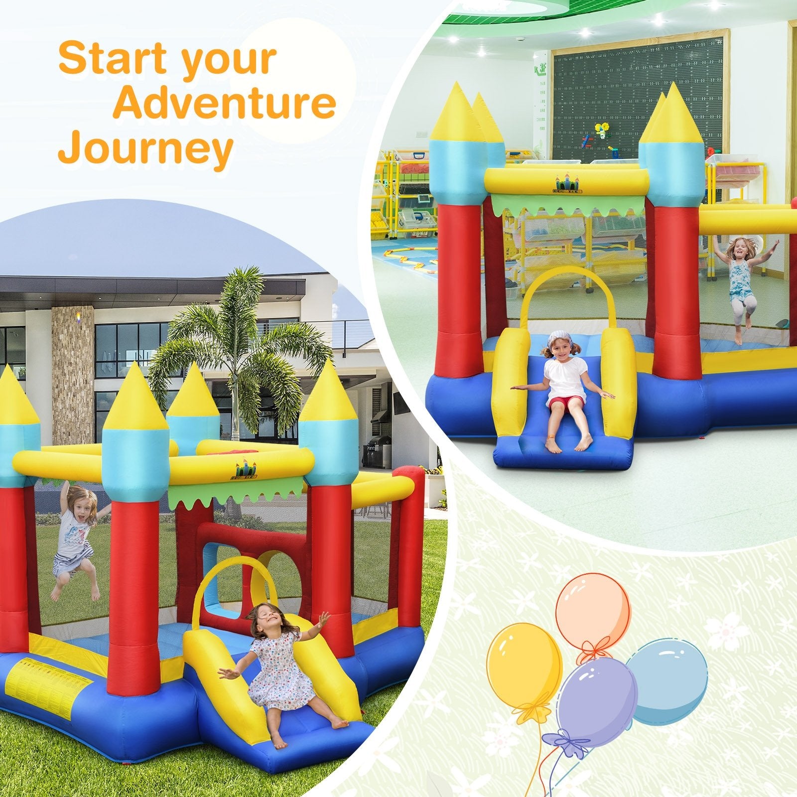 Kid's Inflatable Bouncer with Jumping Area and 480W Blower - Gallery Canada