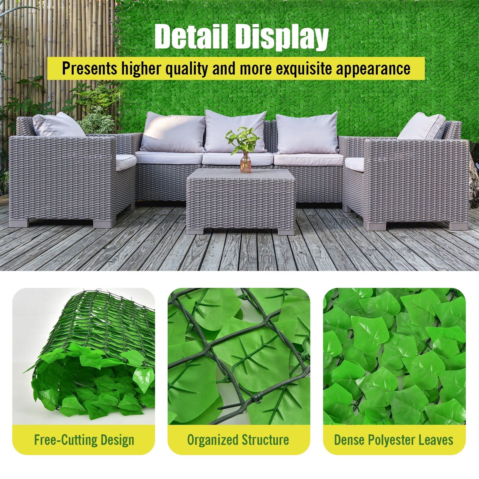 118 x 39 Inch Artificial Ivy Privacy Fence for Fence and Vine Decor, Light Green Decorative Fencing & Flooring at Gallery Canada