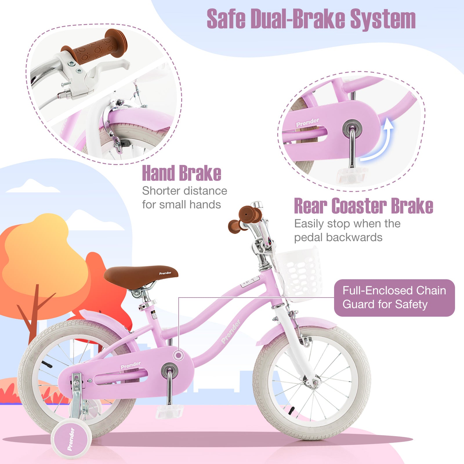 14 Inch Kid's Bike with Removable Training Wheels and Basket, Purple Kids Bike at Gallery Canada
