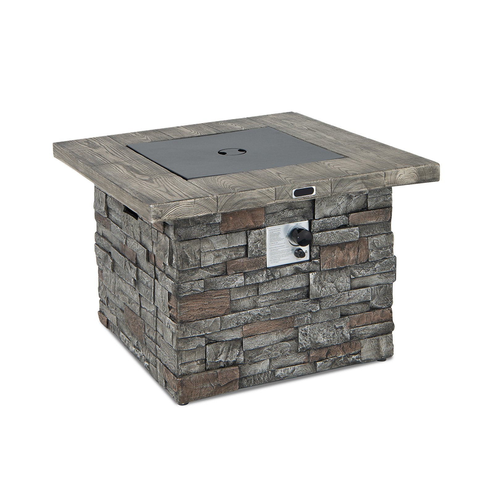 34.5 Inch Square Propane Gas Fire Pit Table with Lava Rock and PVC Cover, Gray Fire Pit Tables   at Gallery Canada