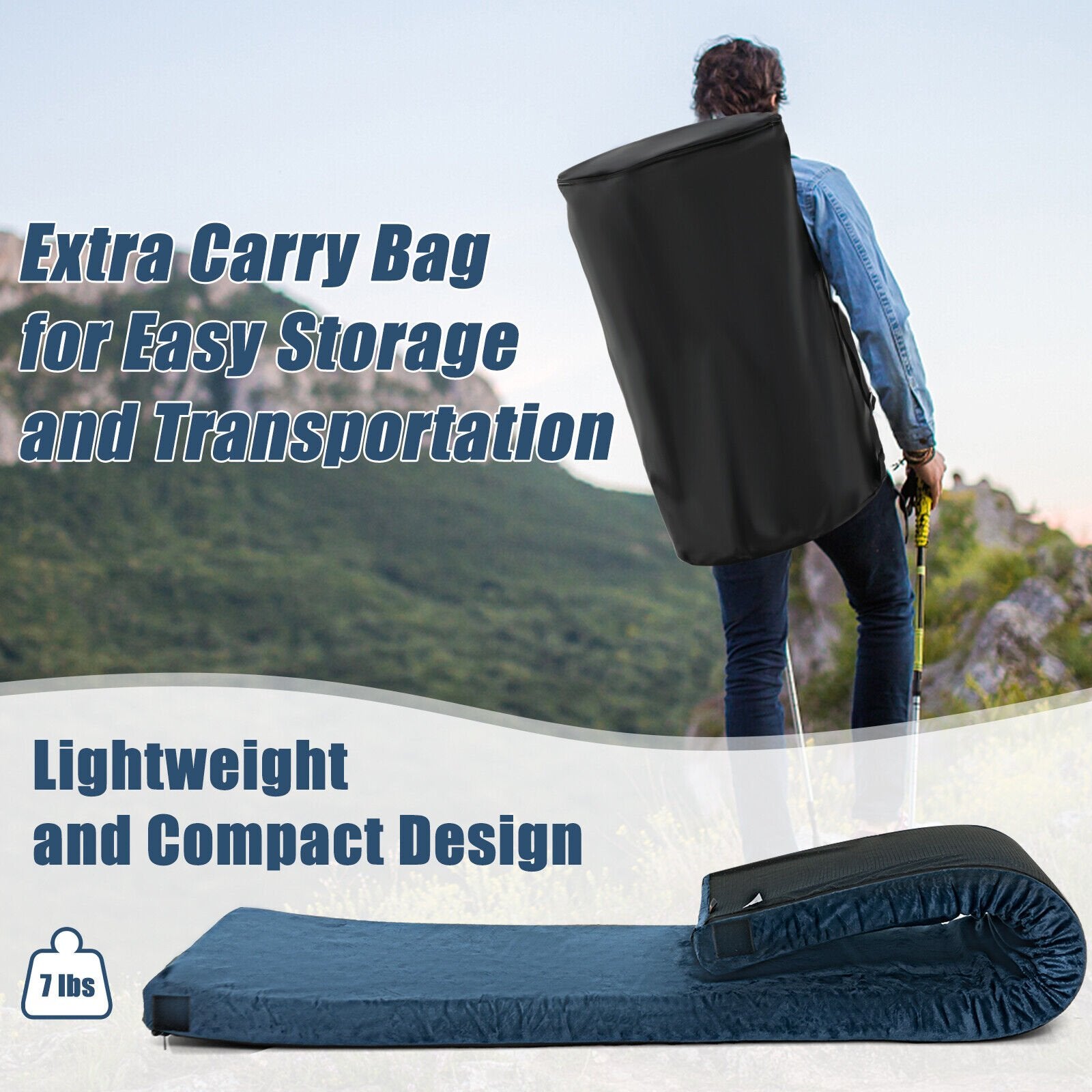 Lightweight Portable Memory Camping Mattress, Black Air Mattresses & Sleeping Bags   at Gallery Canada