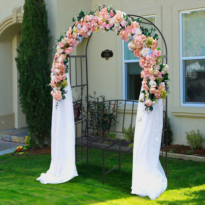 Steel Garden Arch with 2-Seat Bench, Black Outdoor Benches   at Gallery Canada