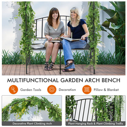 Steel Garden Arch with 2-Seat Bench, Black Outdoor Benches   at Gallery Canada