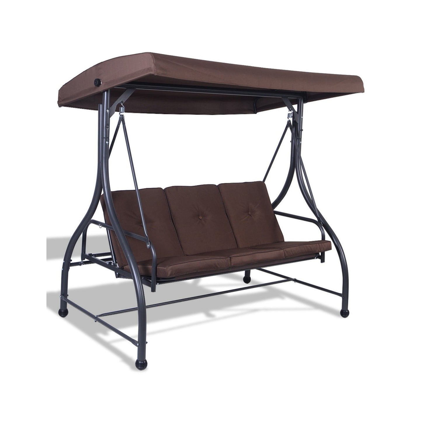 3 Seats Converting Outdoor Swing Canopy Hammock with Adjustable Tilt Canopy, Brown Porch Swings   at Gallery Canada