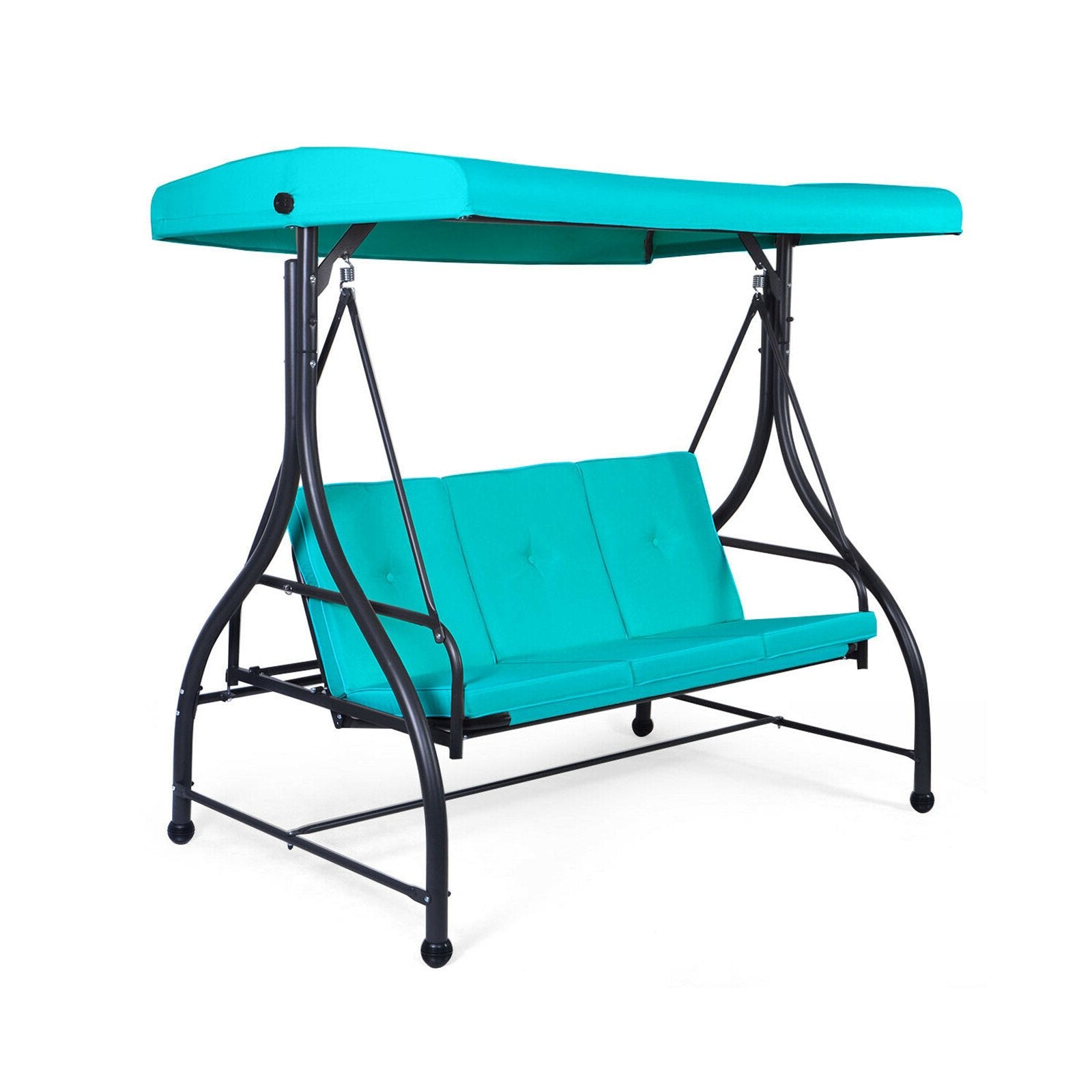 3 Seats Converting Outdoor Swing Canopy Hammock with Adjustable Tilt Canopy, Turquoise Porch Swings   at Gallery Canada