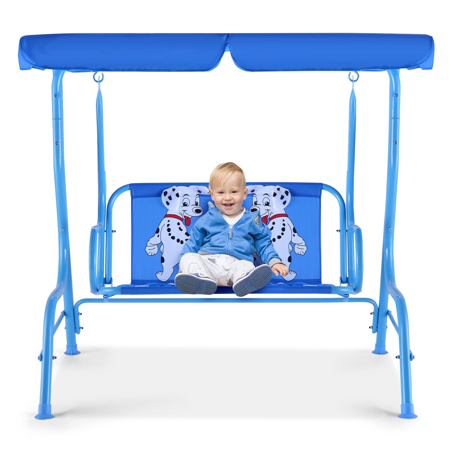 Outdoor Kids Patio Swing Bench with Canopy 2 Seats, Blue Porch Swings   at Gallery Canada