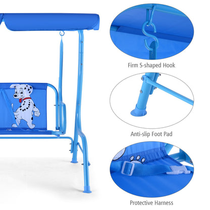 Outdoor Kids Patio Swing Bench with Canopy 2 Seats, Blue Porch Swings   at Gallery Canada