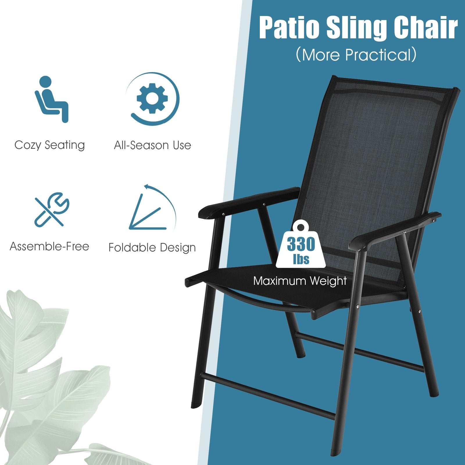 4-Pack Patio Folding Chairs Portable for Outdoor Camping, Black Patio Dining Chairs   at Gallery Canada