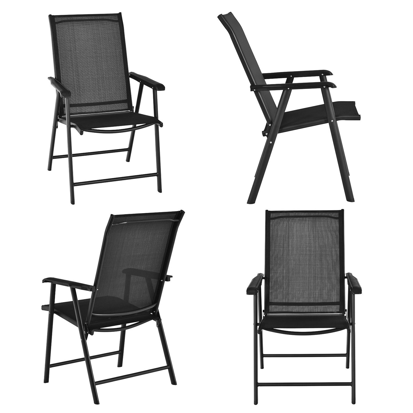 4-Pack Patio Folding Chairs Portable for Outdoor Camping, Black Patio Dining Chairs   at Gallery Canada