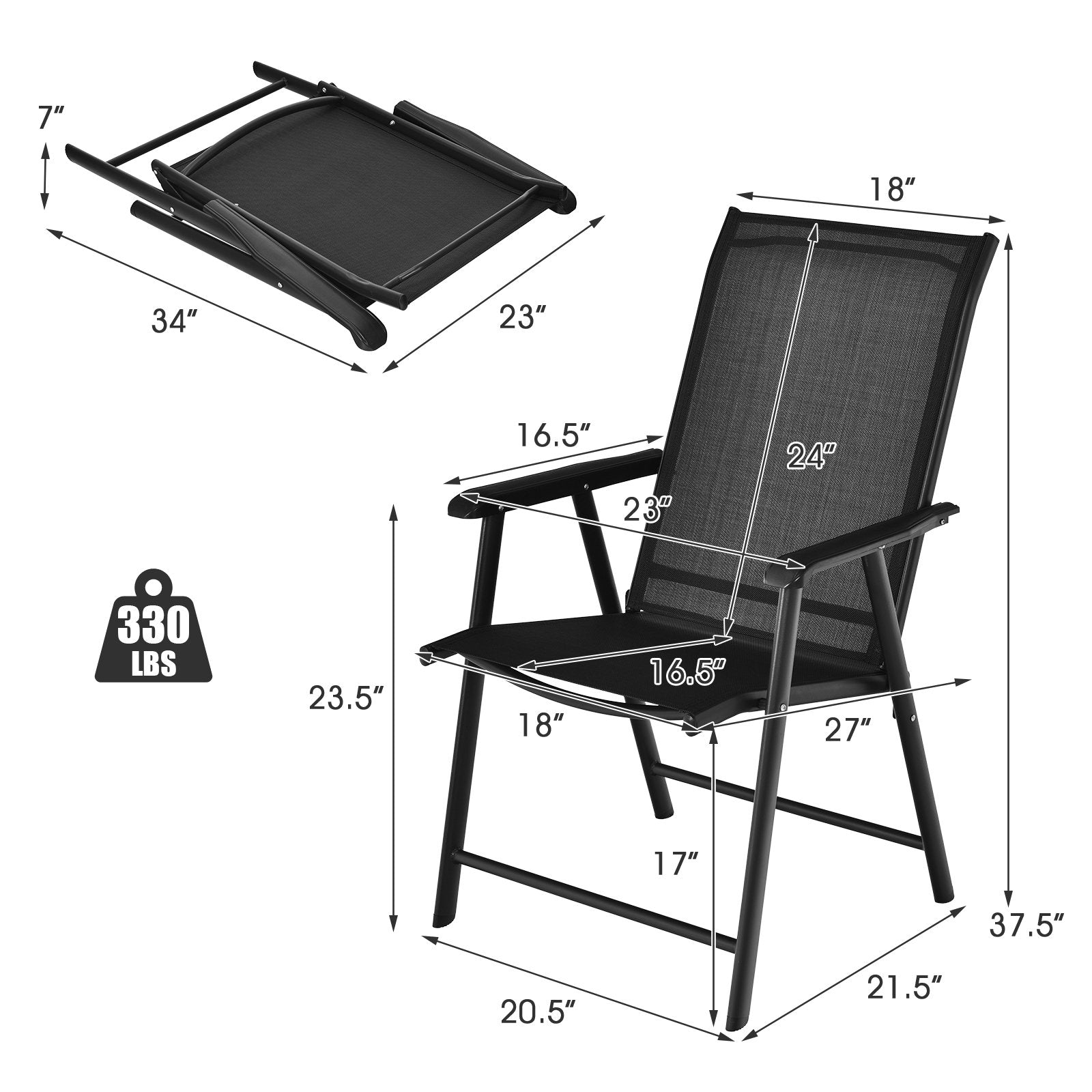 4-Pack Patio Folding Chairs Portable for Outdoor Camping, Black Patio Dining Chairs   at Gallery Canada