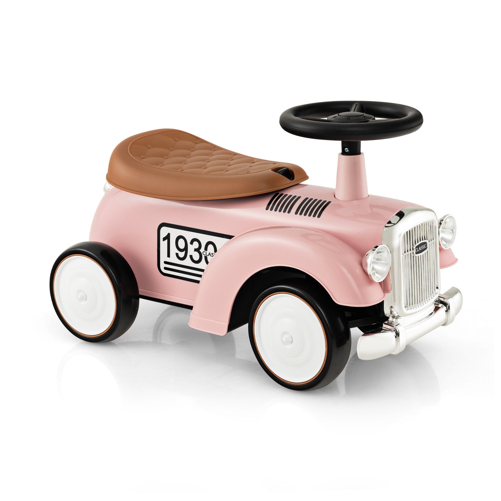 Kids Sit to Stand Vehicle with Working Steering Wheel and Under Seat Storage, Pink Push & Pedal Ride On Toys   at Gallery Canada