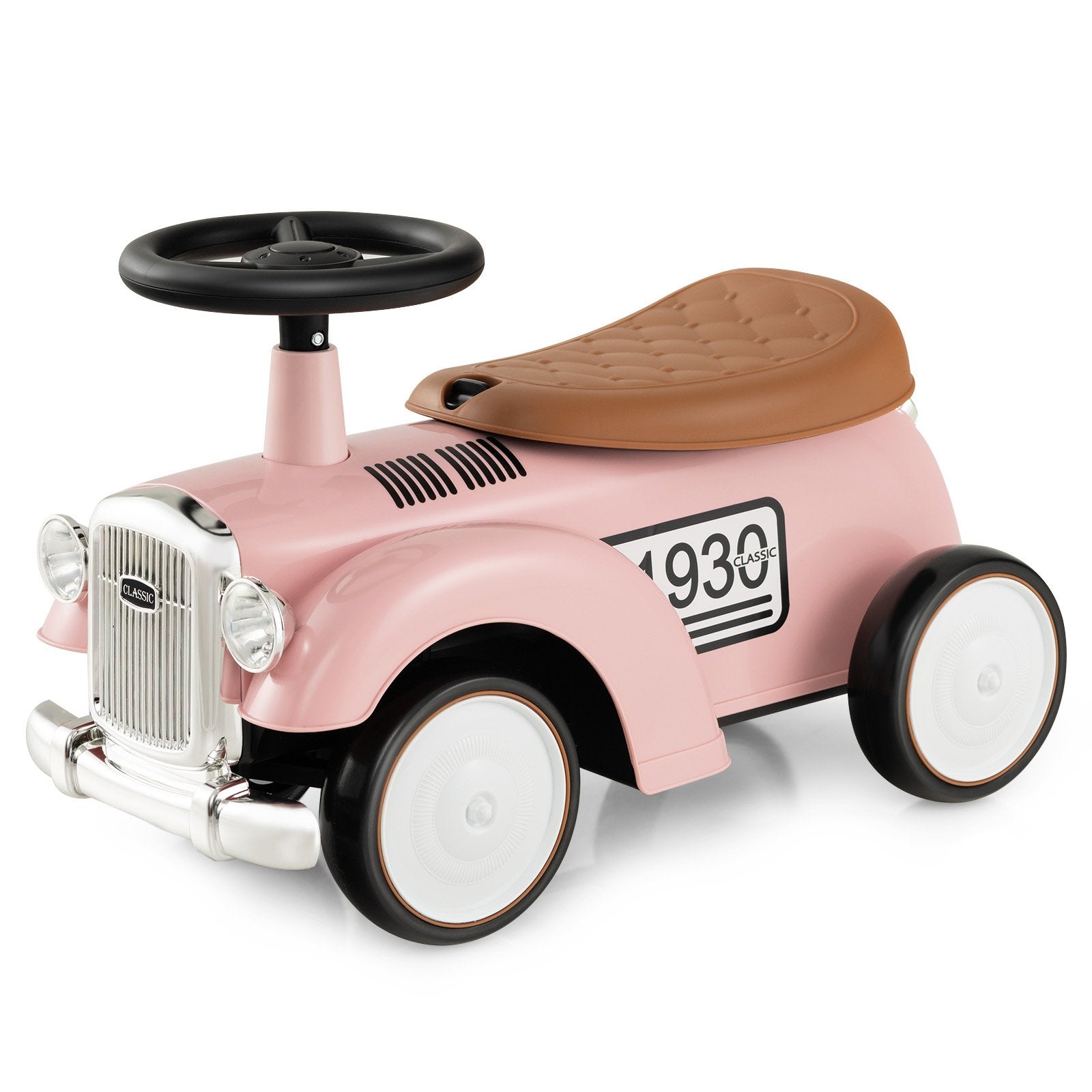 Kids Sit to Stand Vehicle with Working Steering Wheel and Under Seat Storage, Pink Push & Pedal Ride On Toys   at Gallery Canada