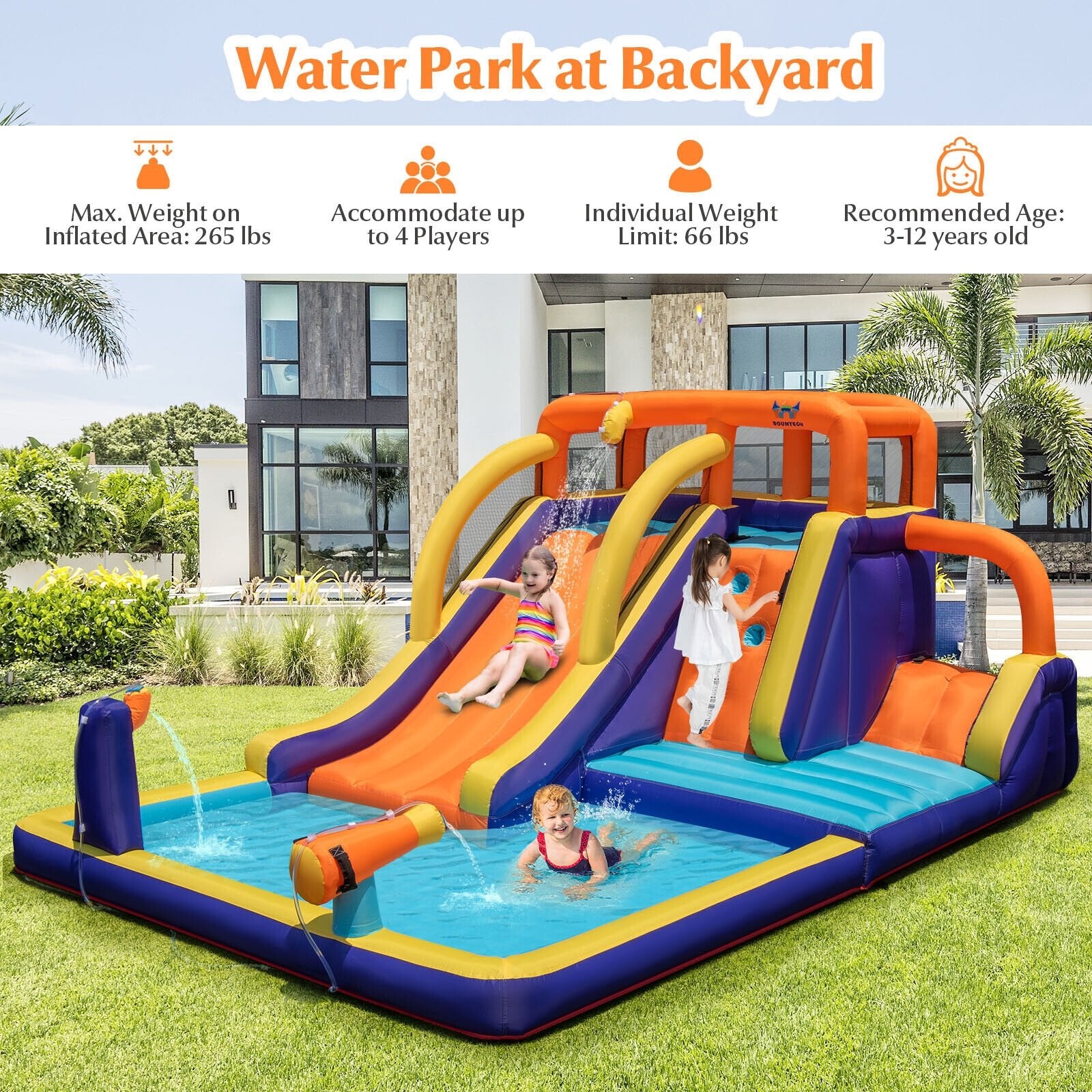 4-in-1 Kids Bounce Castle with Splash Pool without Blower - Gallery Canada