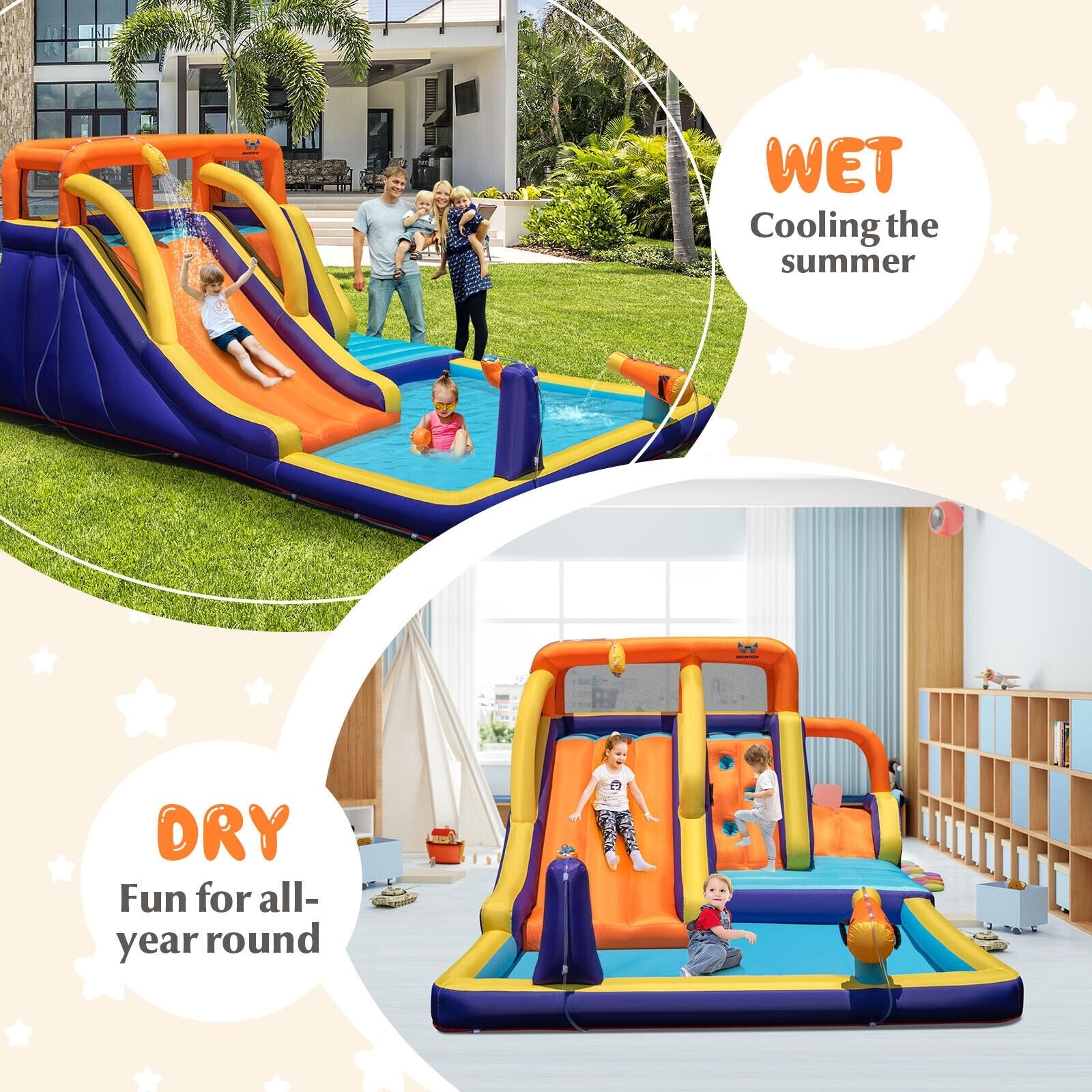 4-in-1 Kids Bounce Castle with Splash Pool without Blower - Gallery Canada