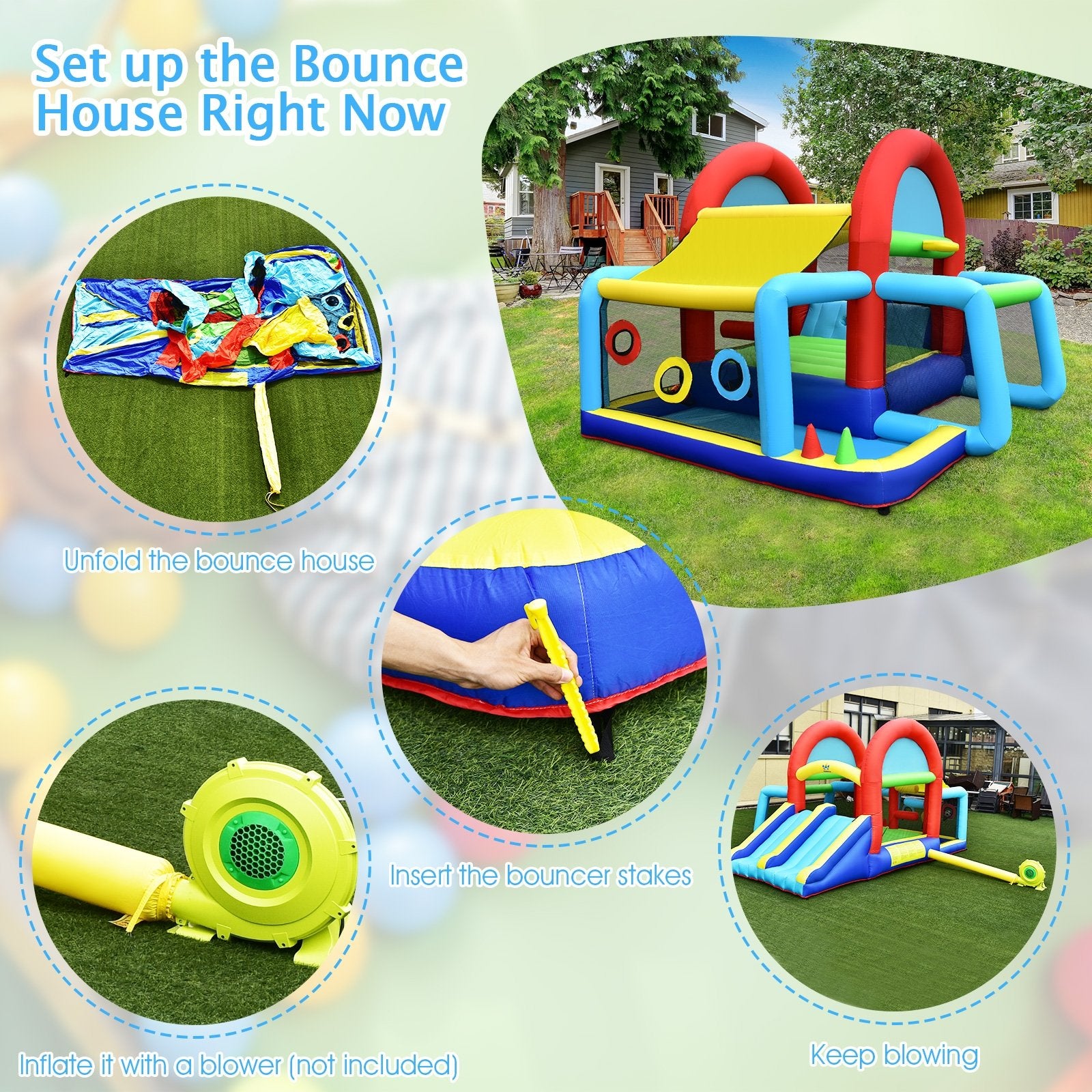 Inflatable Jumping Castle Bounce House with Dual Slides without Blower Bounce House   at Gallery Canada