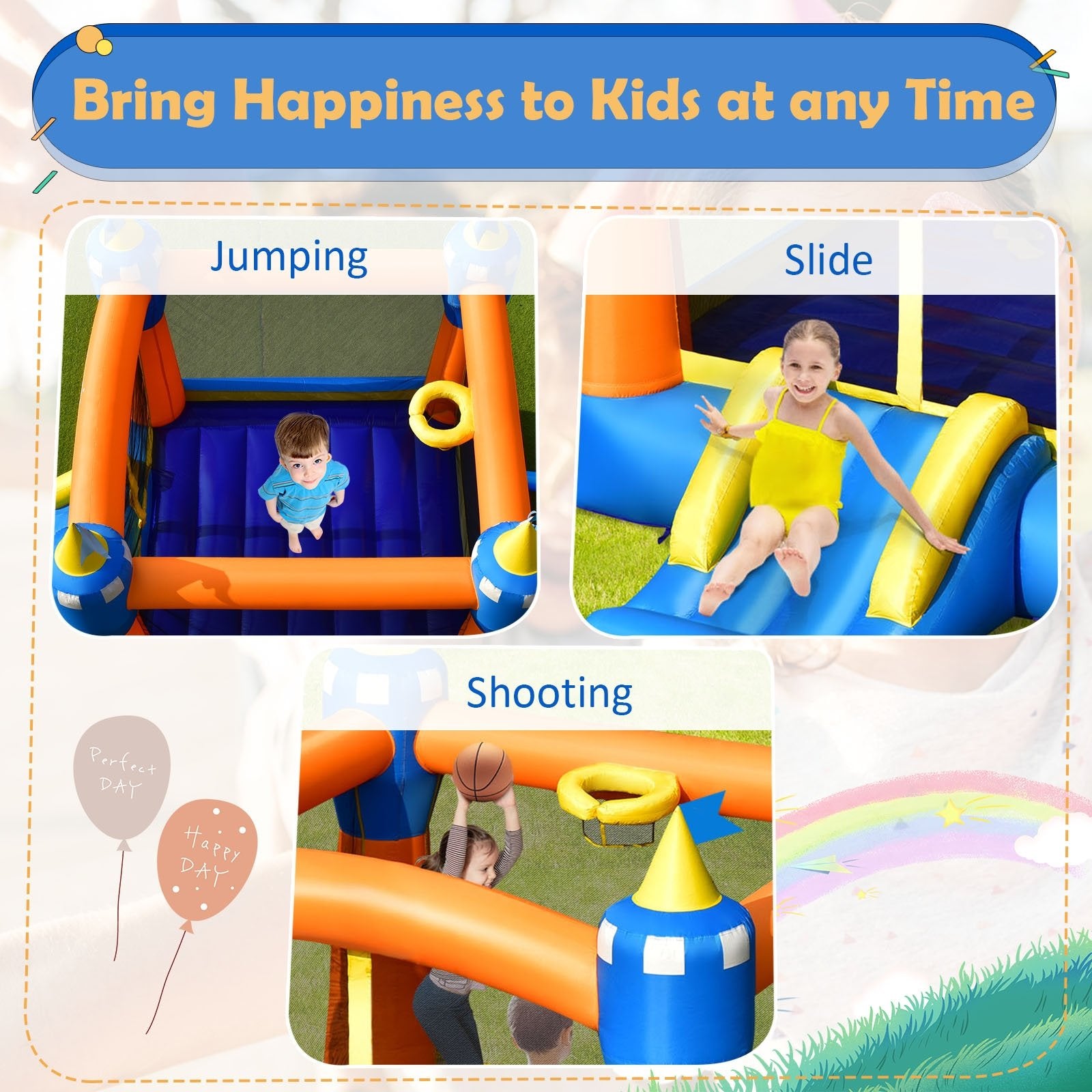 Kids Inflatable Bounce House Magic Castle with Large Jumping Area without Blower Bounce House   at Gallery Canada