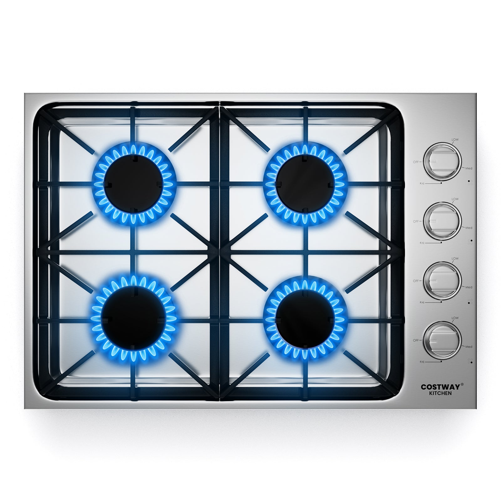 30/36 Inch Gas Cooktop with 4/6 Powerful Burners and ABS Knobs-30 inches, Silver Food Warmers & Burners at Gallery Canada