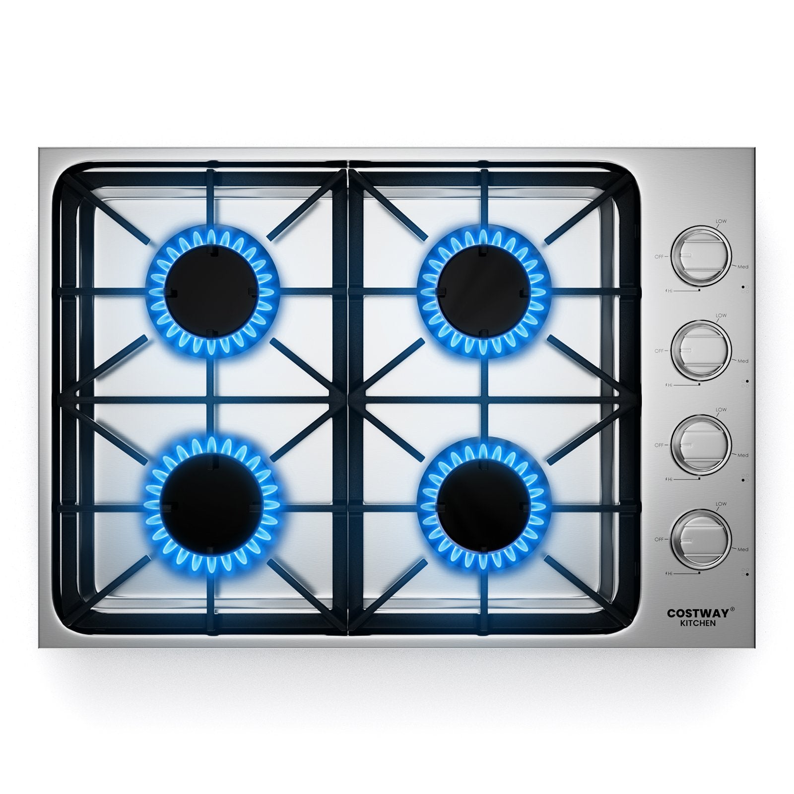 30/36 Inch Gas Cooktop with 4/6 Powerful Burners and ABS Knobs-30 inches, Silver Food Warmers & Burners   at Gallery Canada