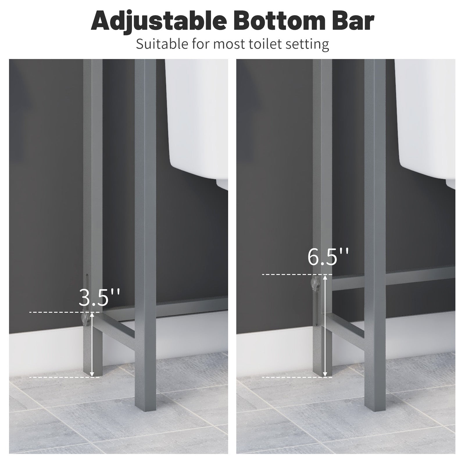 Over-The-Toilet Storage Shelf Space Saving Metal Bathroom Organizer Hooks, Gray Bathroom Etagere at Gallery Canada