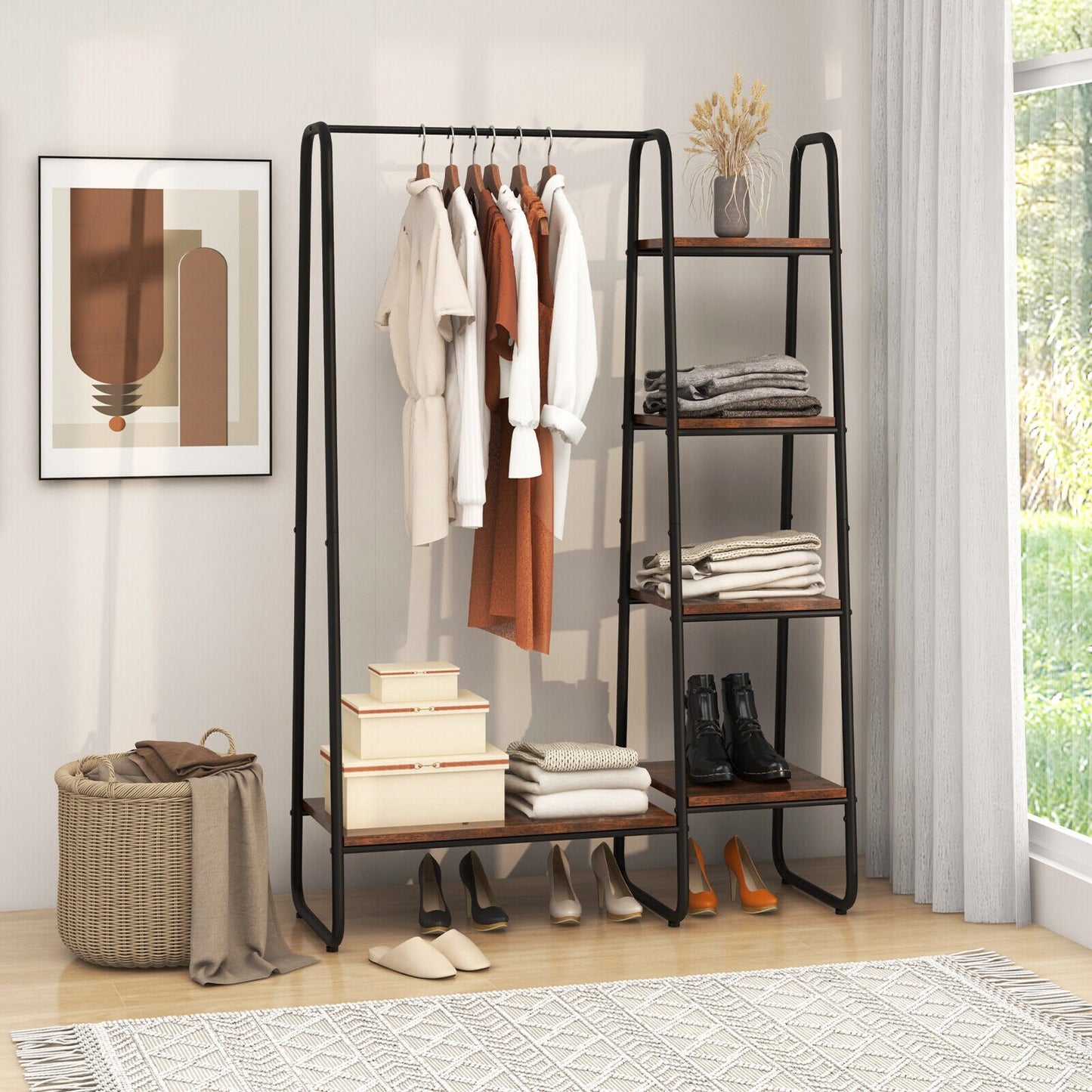 Clothes Rack Free Standing Storage Tower with Metal Frame, Black Clothing & Closet Storage   at Gallery Canada