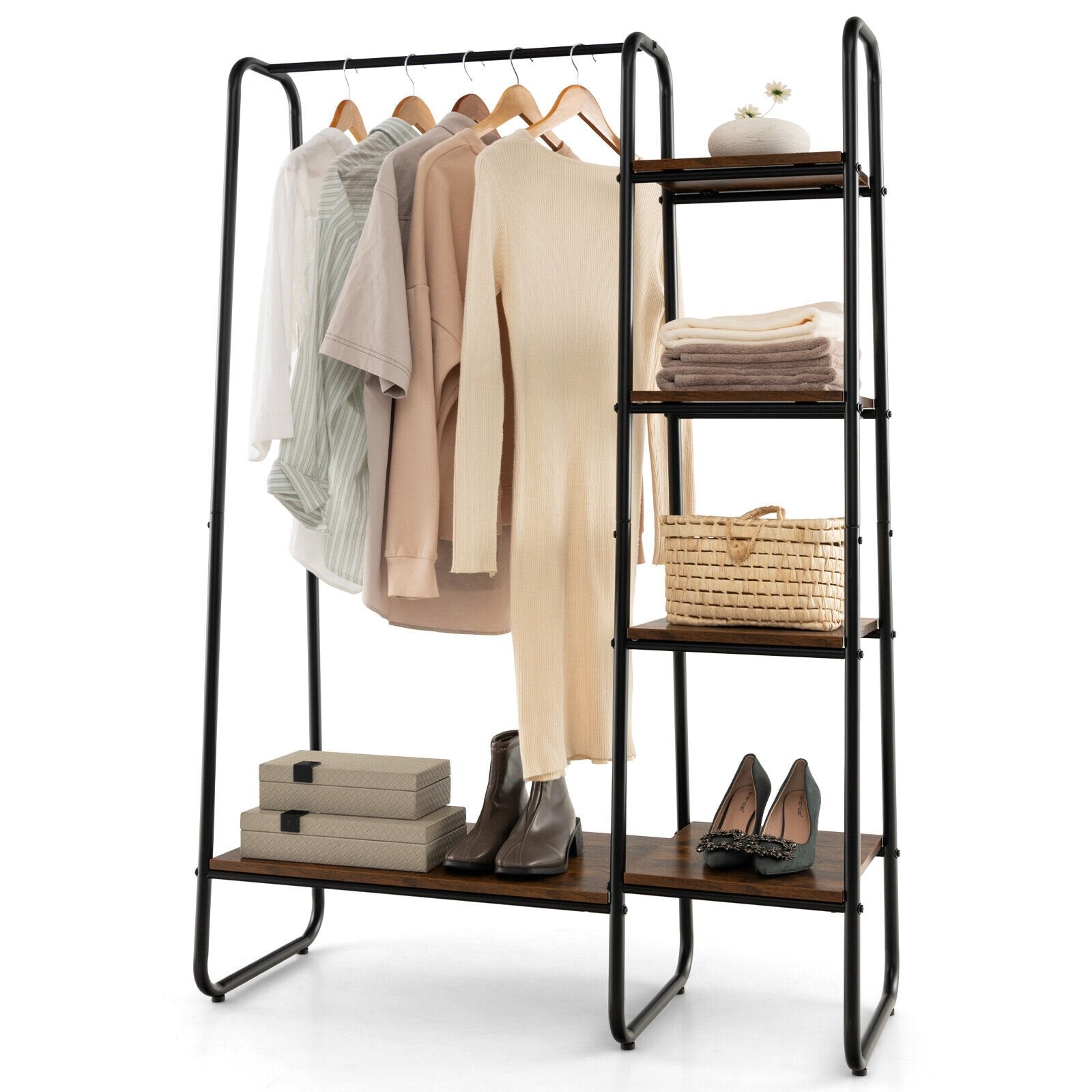 Clothes Rack Free Standing Storage Tower with Metal Frame, Black Clothing & Closet Storage   at Gallery Canada