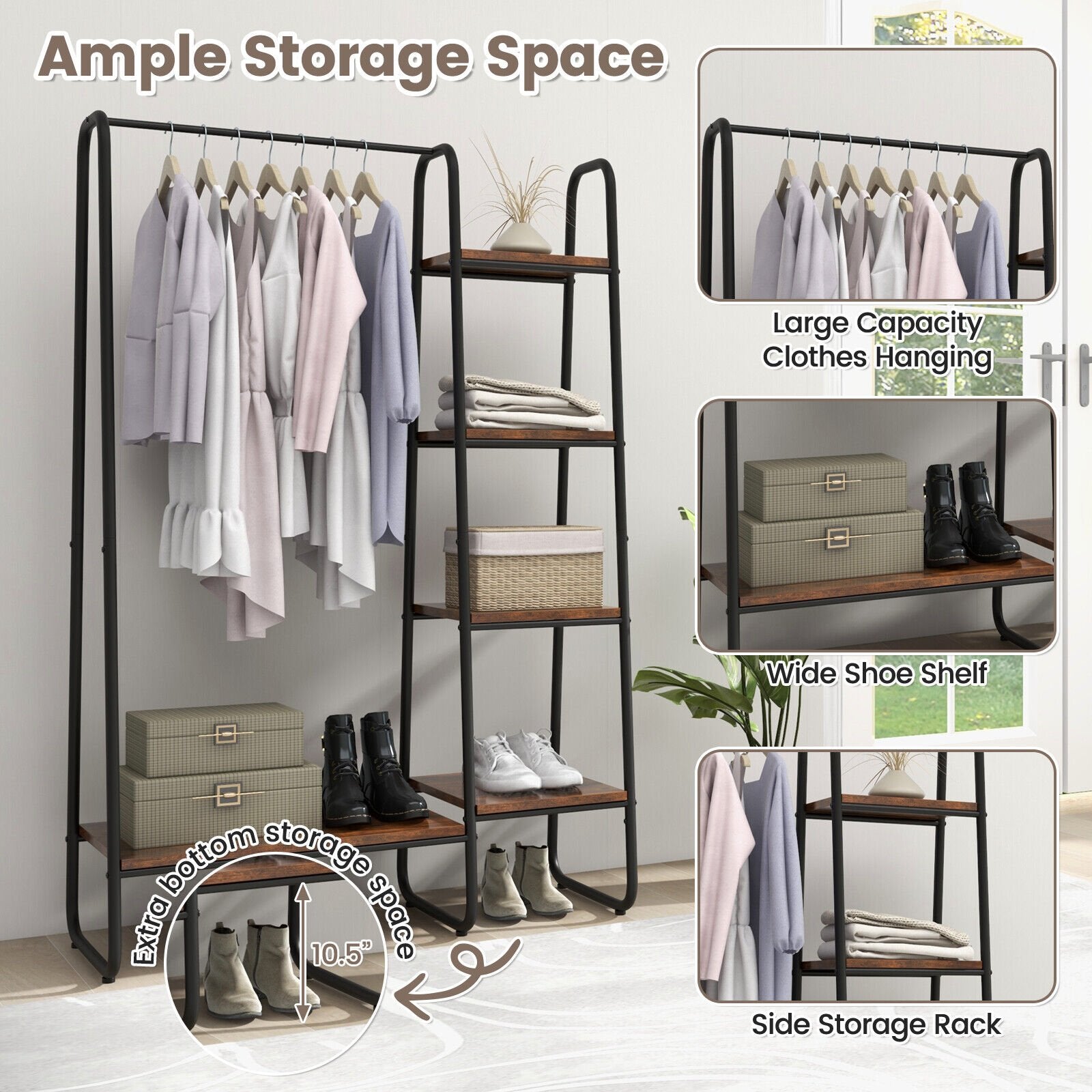 Clothes Rack Free Standing Storage Tower with Metal Frame, Black Clothing & Closet Storage   at Gallery Canada
