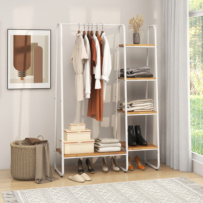 Clothes Rack Free Standing Storage Tower with Metal Frame, Natural Clothing & Closet Storage   at Gallery Canada