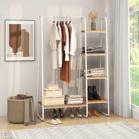 Clothes Rack Free Standing Storage Tower with Metal Frame, Natural Clothing & Closet Storage   at Gallery Canada