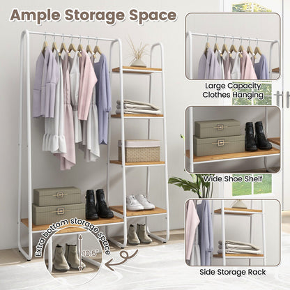 Clothes Rack Free Standing Storage Tower with Metal Frame, Natural - Gallery Canada