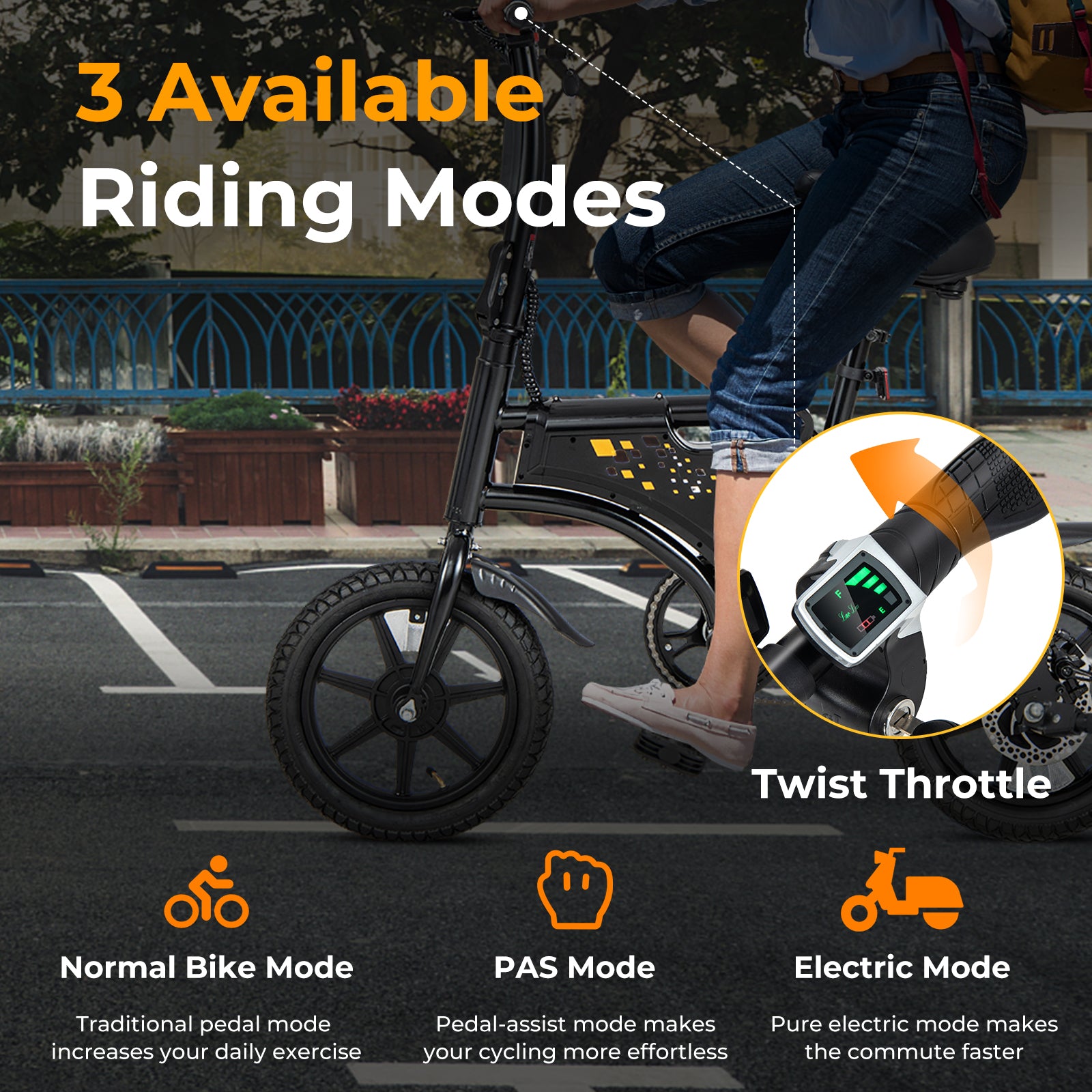 Electric Bike for Adults Folding Electric Bicycle with 350W Motor and 36V Battery, Black Exercise Machines at Gallery Canada
