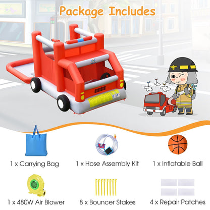 Fire Truck Themed Inflatable Castle Water Park Kids Bounce House with 480W Blower Bounce House   at Gallery Canada