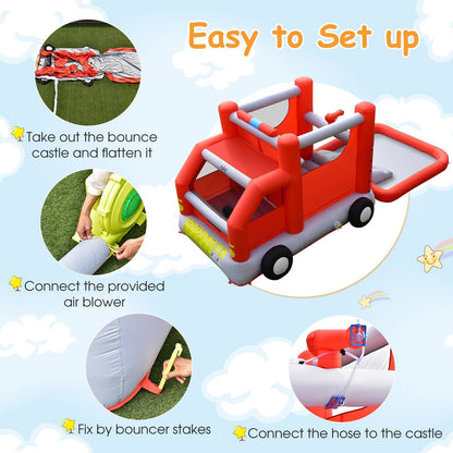 Fire Truck Themed Inflatable Castle Water Park Kids Bounce House with 480W Blower Bounce House   at Gallery Canada