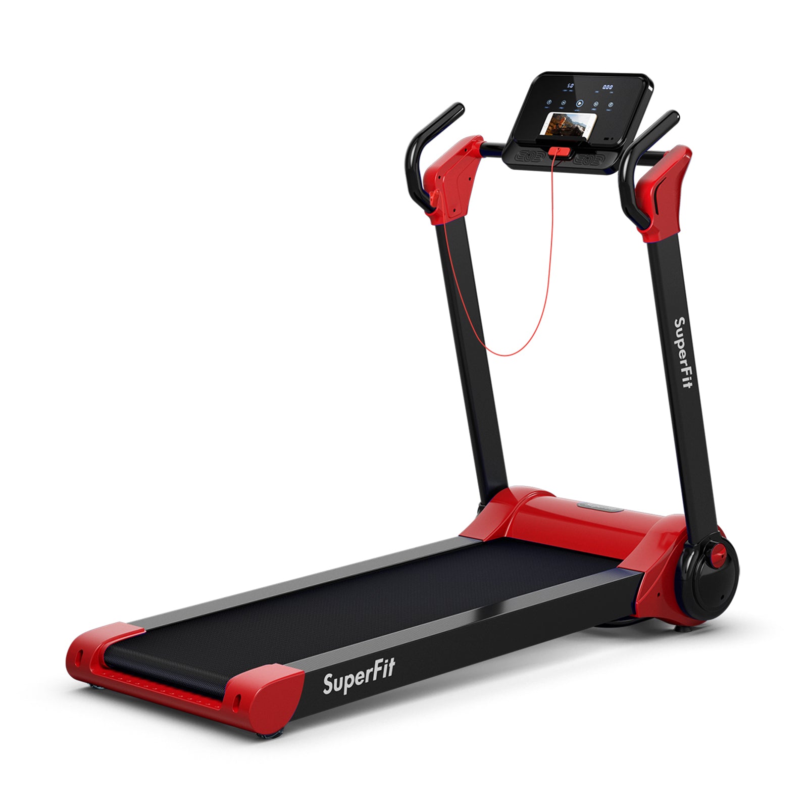 2.25 HP Electric Motorized Folding Running Treadmill Machine with LED Display, Red Treadmills Red  at Gallery Canada