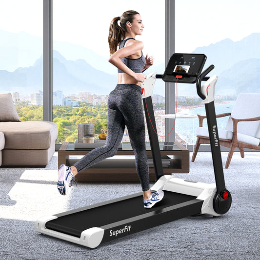 2.25 HP Electric Motorized Folding Running Treadmill Machine with LED Display, White Treadmills White  at Gallery Canada