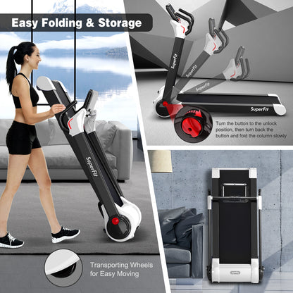 2.25 HP Electric Motorized Folding Running Treadmill Machine with LED Display, White Treadmills   at Gallery Canada