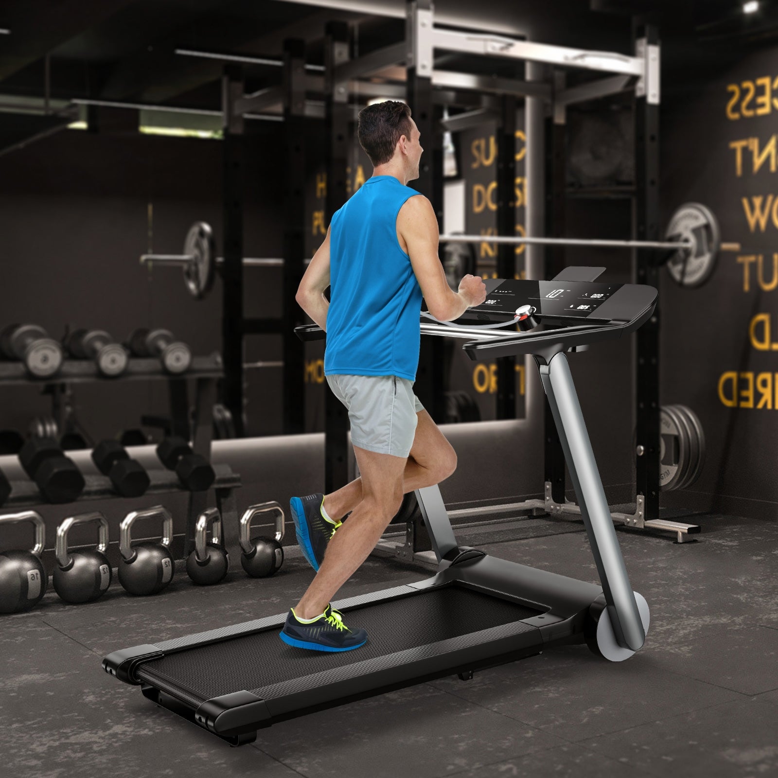 Italian Designed Folding Treadmill for Home, Black Treadmills at Gallery Canada