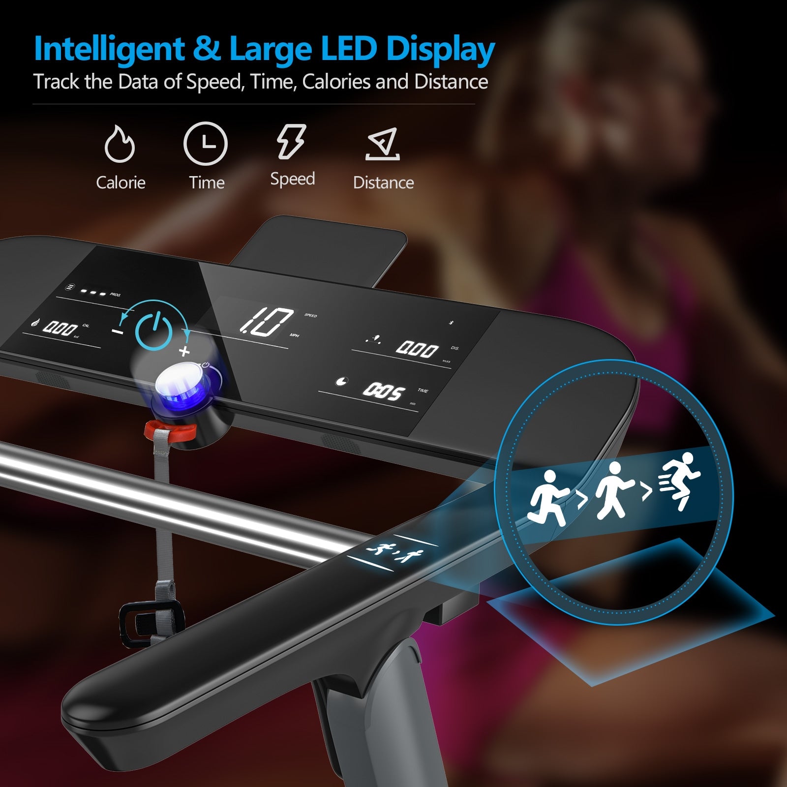 Italian Designed Folding Treadmill for Home, Black Treadmills at Gallery Canada