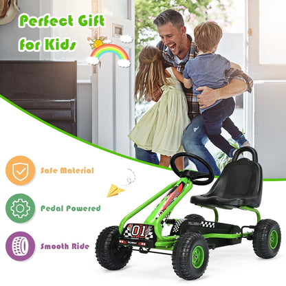 4 Wheel Pedal Powered Ride On with Adjustable Seat, Green Powered Ride On Toys   at Gallery Canada