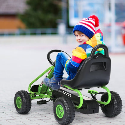 4 Wheel Pedal Powered Ride On with Adjustable Seat, Green Powered Ride On Toys   at Gallery Canada