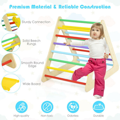 5 in 1 Kids Triangle Climber Play Gym Set with 2 Ramps, Natural Climbers & Slides   at Gallery Canada