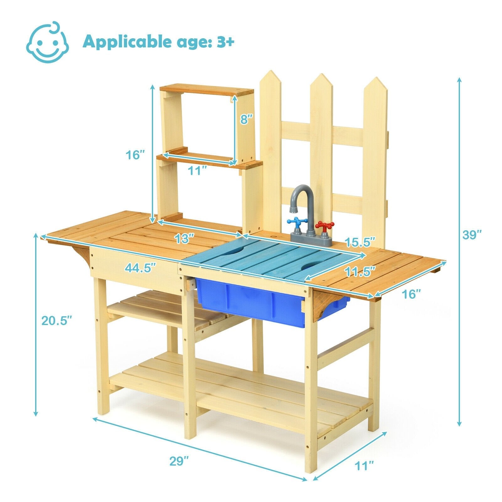 Kid's Outdoor Wooden Pretend Cook Kitchen Playset Toy, Natural Play Kitchen Sets   at Gallery Canada