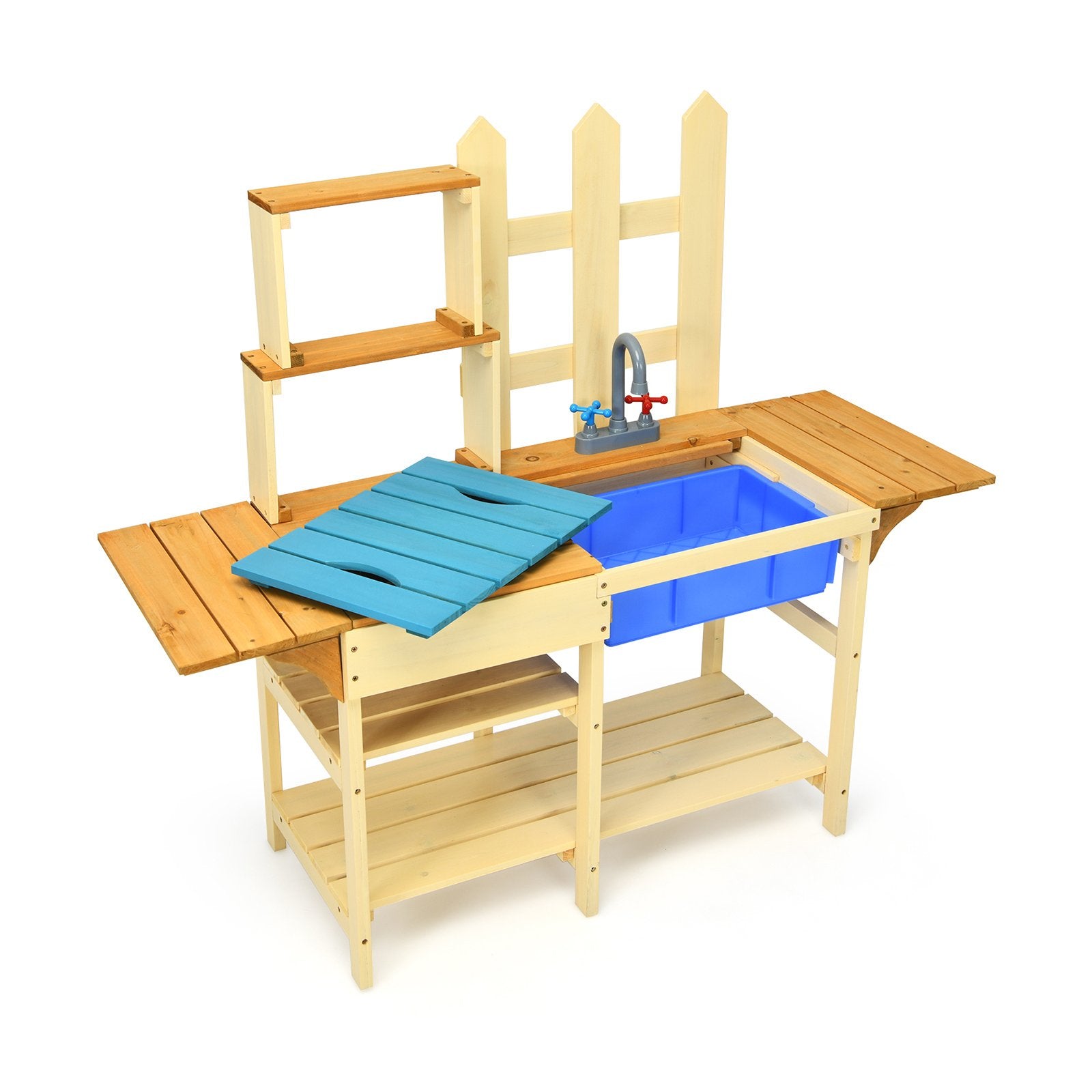 Kid's Outdoor Wooden Pretend Cook Kitchen Playset Toy, Natural Play Kitchen Sets   at Gallery Canada