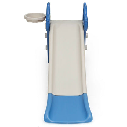 3-in-1 Kids Slide Baby Play Climber Slide Set with Basketball Hoop , Blue - Gallery Canada