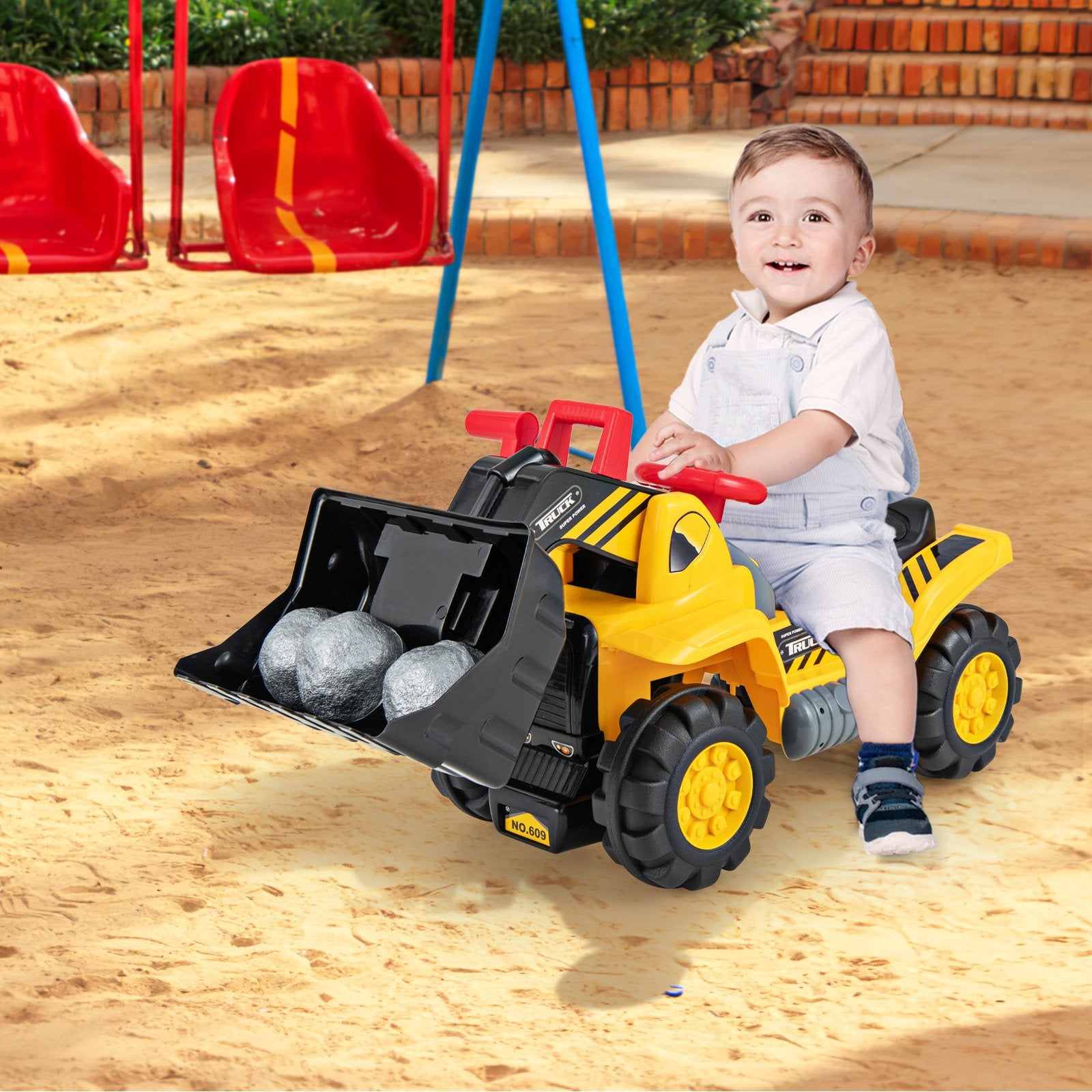 6V Electric Kids Ride On Bulldozer Pretend Play Truck Toy with Adjustable Bucket, Yellow Powered Ride On Toys   at Gallery Canada