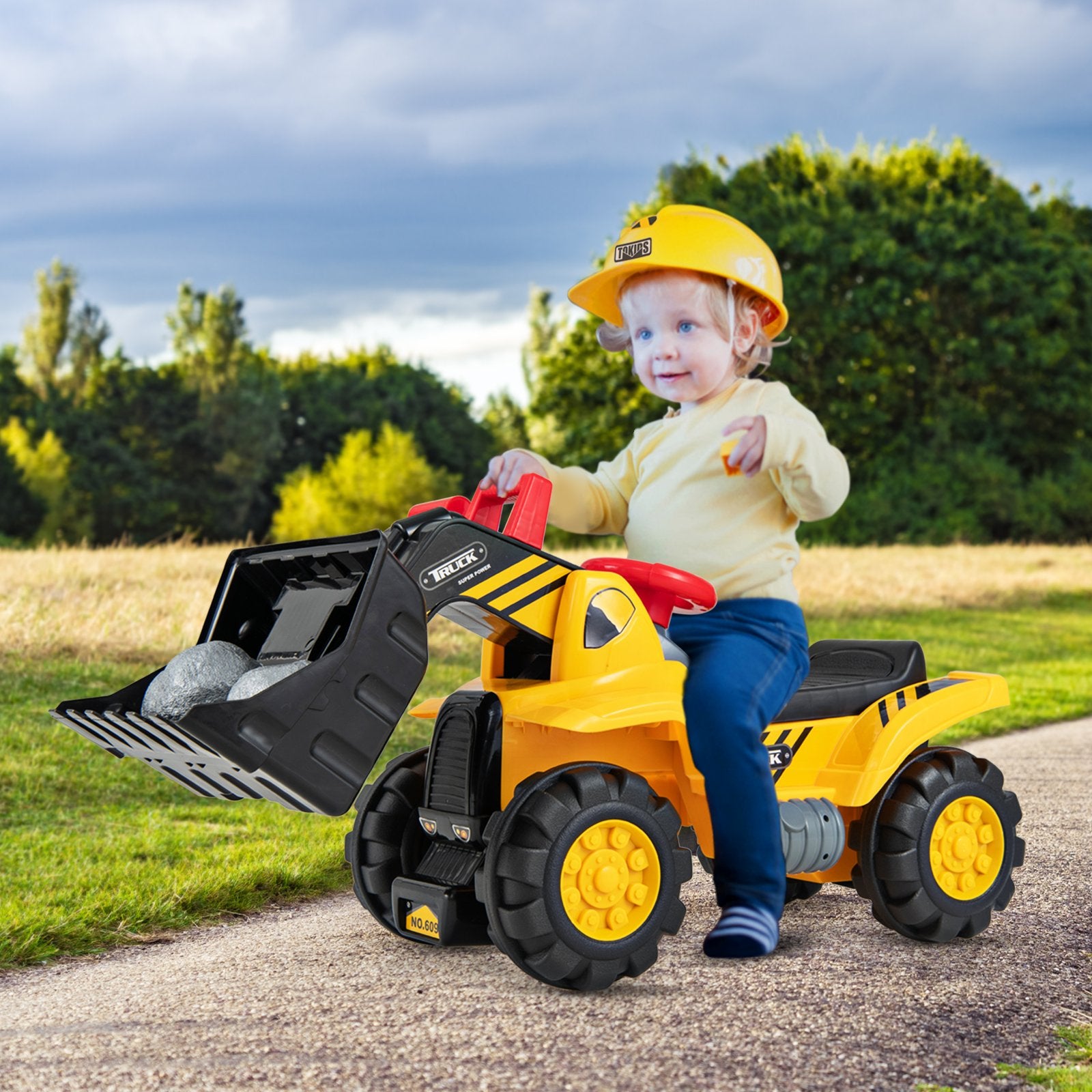 6V Electric Kids Ride On Bulldozer Pretend Play Truck Toy with Adjustable Bucket, Yellow Powered Ride On Toys   at Gallery Canada