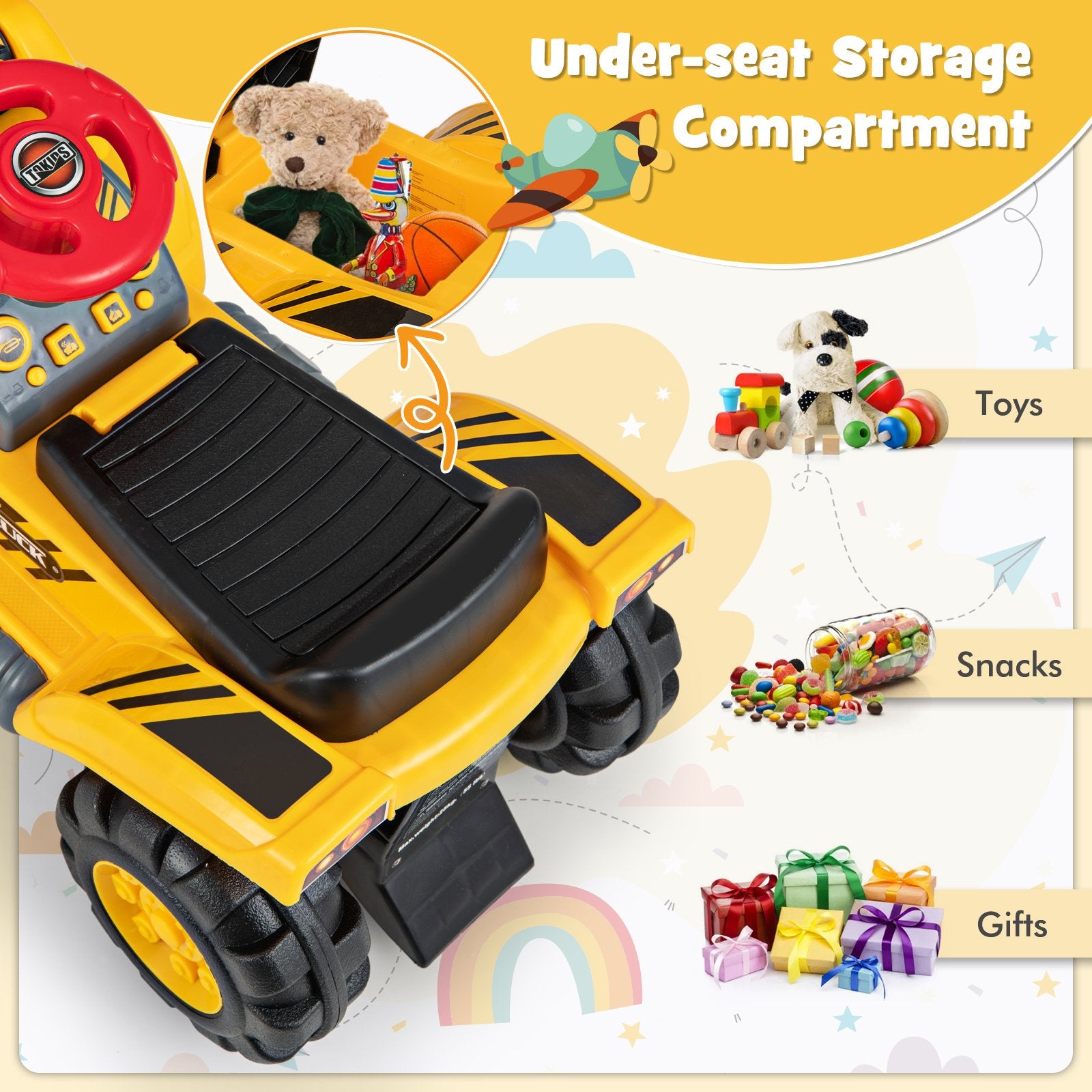 6V Electric Kids Ride On Bulldozer Pretend Play Truck Toy with Adjustable Bucket, Yellow Powered Ride On Toys   at Gallery Canada